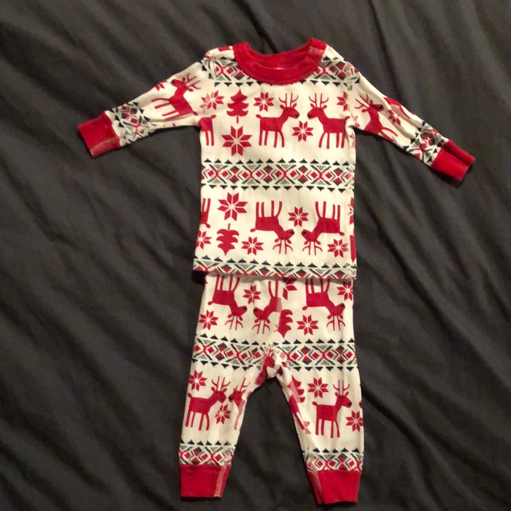 Hanna Andersson Christmas pjs.  2 pieces, long sleeve top and pant bottom.